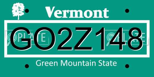 GO2Z148 Vermont License Plate