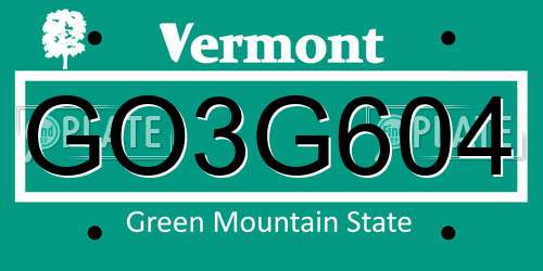 GO3G604 Vermont License Plate
