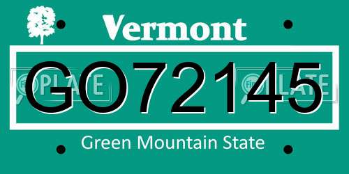 GO72145 Vermont License Plate