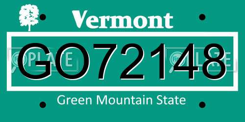 GO72148 Vermont License Plate