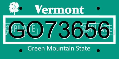 GO73656 Vermont License Plate