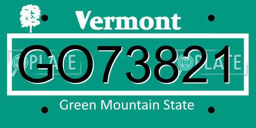 GO73821 Vermont License Plate
