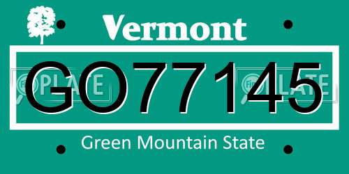 GO77145 Vermont License Plate