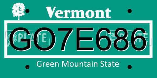 GO7E686 Vermont License Plate