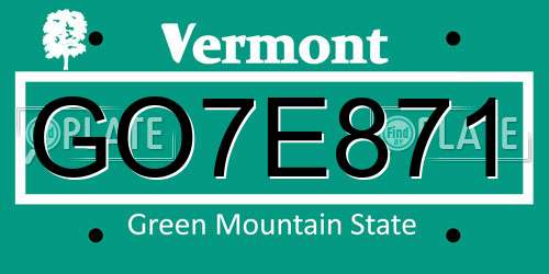 GO7E871 Vermont License Plate