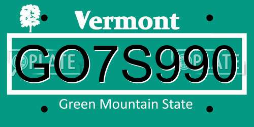 GO7S990 Vermont License Plate