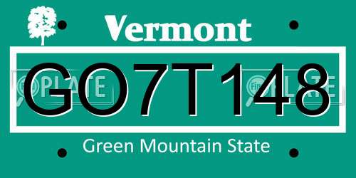GO7T148 Vermont License Plate