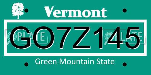GO7Z145 Vermont License Plate