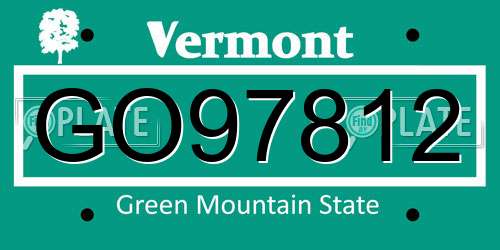GO97812 Vermont License Plate