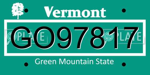 GO97817 Vermont License Plate