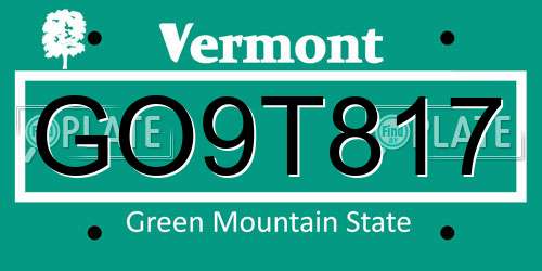 GO9T817 Vermont License Plate