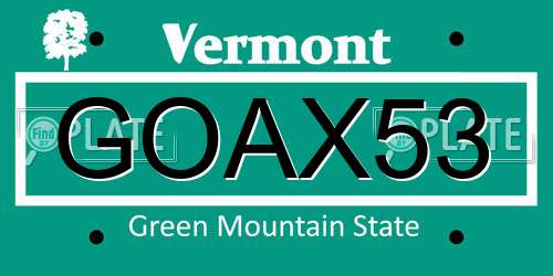 GOAX53 Vermont License Plate