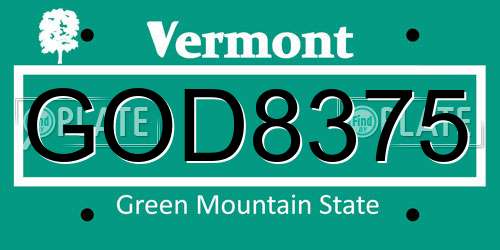 GOD8375 Vermont License Plate
