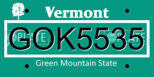 GOK5535 Vermont License Plate