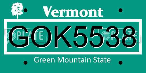 GOK5538 Vermont License Plate