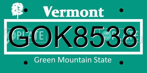 GOK8538 Vermont License Plate