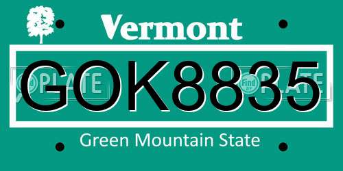 GOK8835 Vermont License Plate
