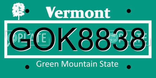 GOK8838 Vermont License Plate