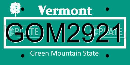 GOM2921 Vermont License Plate