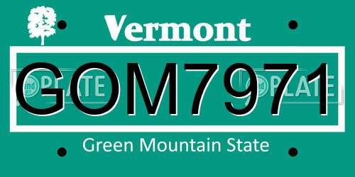 GOM7971 Vermont License Plate