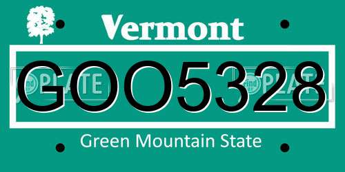 GOO5328 Vermont License Plate
