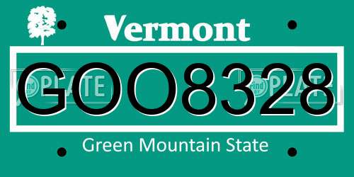 GOO8328 Vermont License Plate