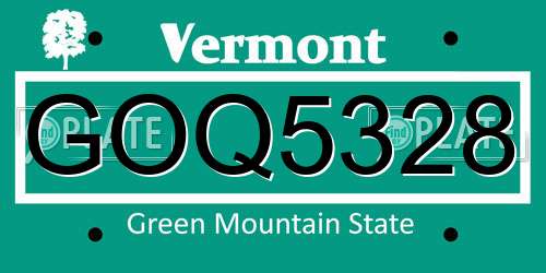 GOQ5328 Vermont License Plate