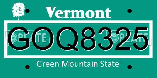 GOQ8325 Vermont License Plate