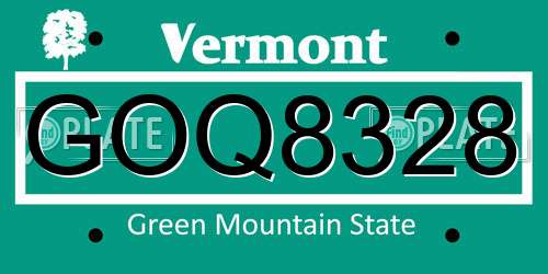 GOQ8328 Vermont License Plate