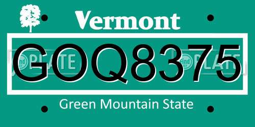GOQ8375 Vermont License Plate