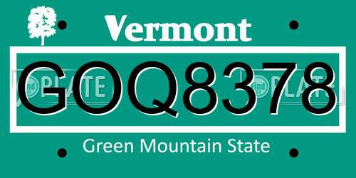 GOQ8378 Vermont License Plate