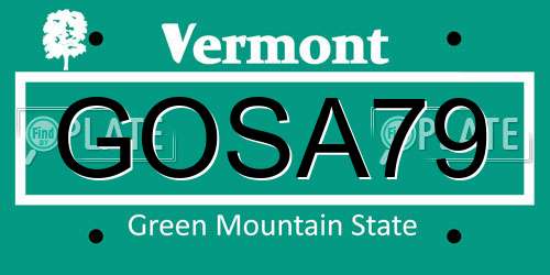 GOSA79 Vermont License Plate