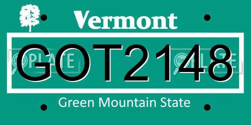 GOT2148 Vermont License Plate