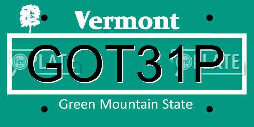 GOT31P Vermont License Plate