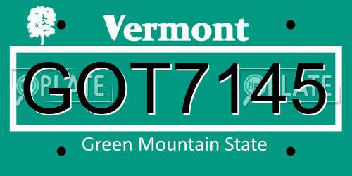 GOT7145 Vermont License Plate