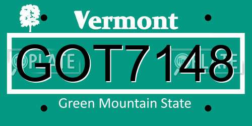 GOT7148 Vermont License Plate
