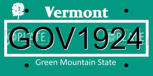 GOV1924 Vermont License Plate