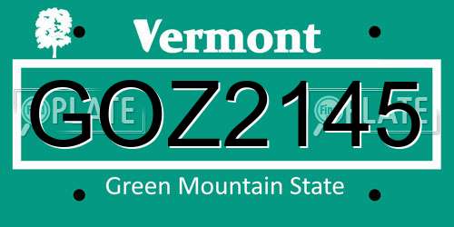 GOZ2145 Vermont License Plate