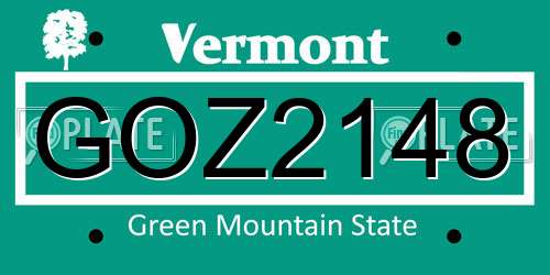 GOZ2148 Vermont License Plate