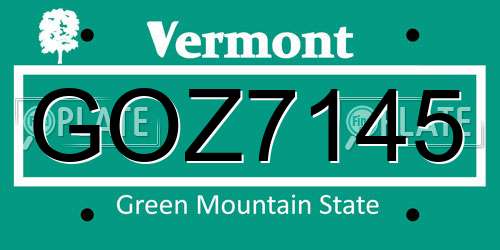 GOZ7145 Vermont License Plate