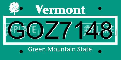 GOZ7148 Vermont License Plate