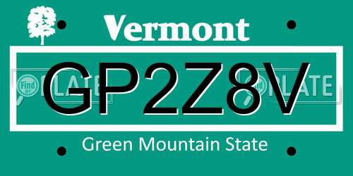 GP2Z8V Vermont License Plate