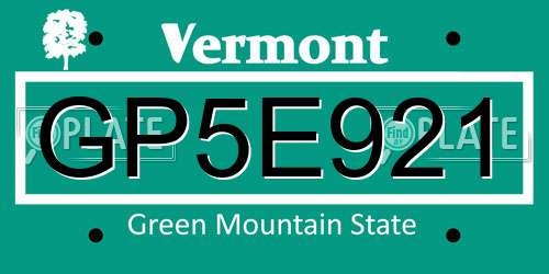 GP5E921 Vermont License Plate