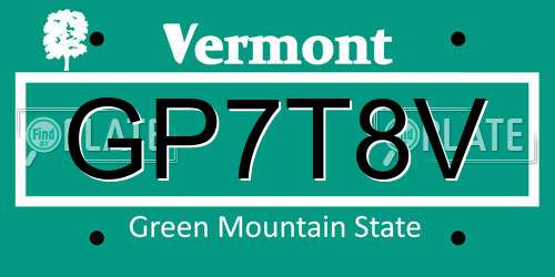 GP7T8V Vermont License Plate