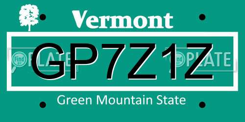 GP7Z1Z Vermont License Plate