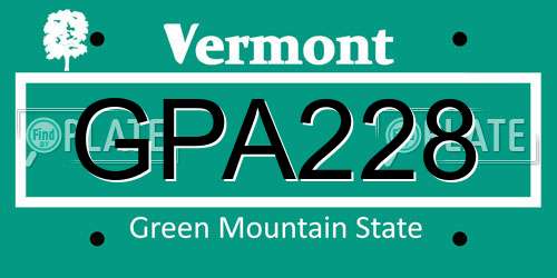 GPA228 Vermont License Plate