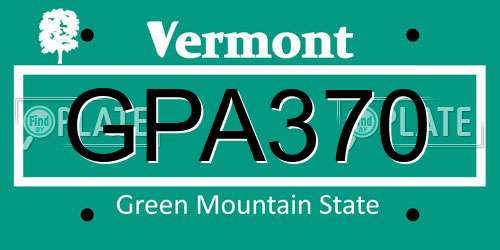 GPA370 Vermont License Plate