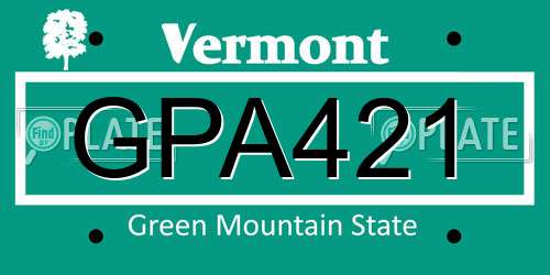 GPA421 Vermont License Plate