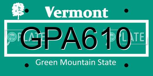 GPA610 Vermont License Plate