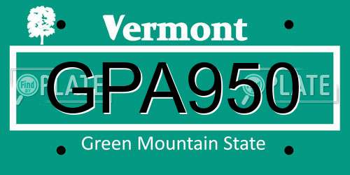 GPA950 Vermont License Plate